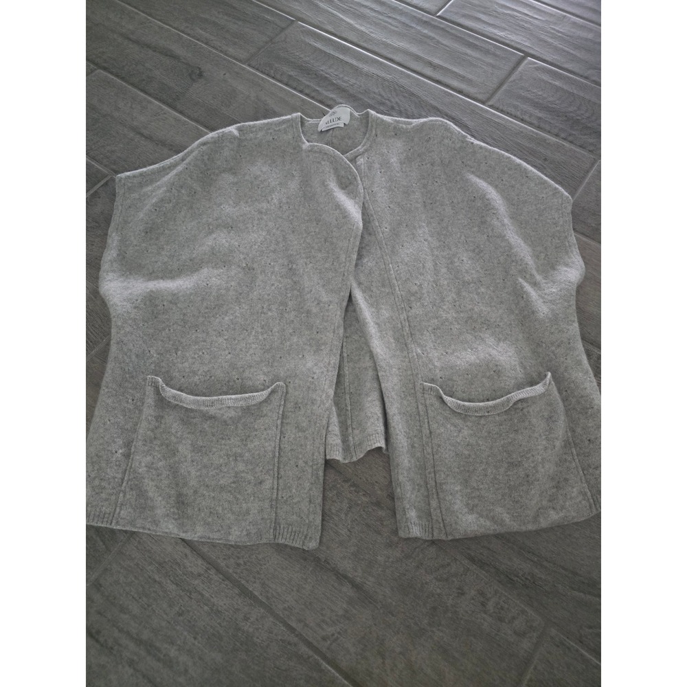 Allude Gray Virgin Wool Cashmere Cape Vest One Size Oversized Poncho Pocket